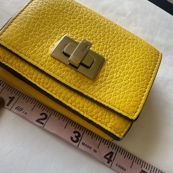 FENDI Peekaboo Yellow Leather Mini Wallet - Picture 13 of 14